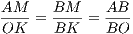 AM--  BM--   AB--
OK  = BK  =  BO  