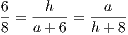 6   -h---  --a--
8 = a+ 6 = h +8  